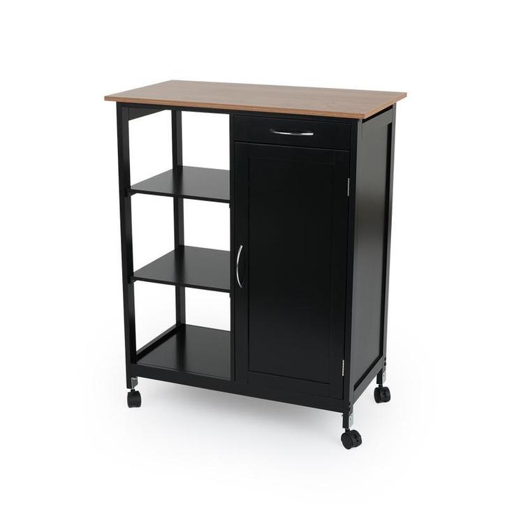 Keukentrolley op wielen - zwart - 67 x 37 x 84 cm, Huis en Inrichting, Kamerplanten, Verzenden