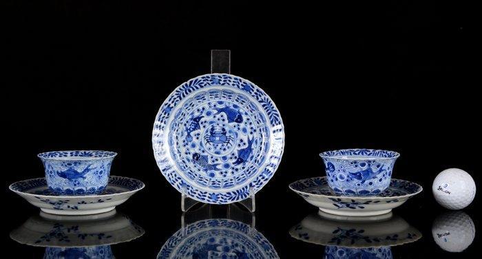 Chinese kreef en vis kopjes en schotels (5) - Porselein -, Antiek en Kunst, Antiek | Overige Antiek