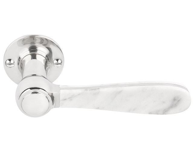 Deurklink BOSCO LZ100 op rozet gepolijst rvs/marmer, Doe-het-zelf en Bouw, Hang- en Sluitwerk, Klink of Kruk, Nieuw, Overige materialen