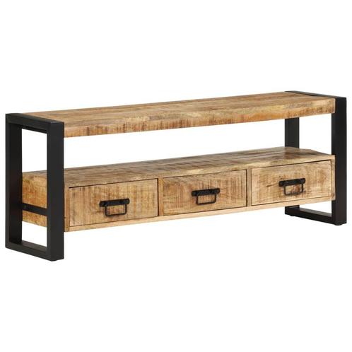 vidaXL Meuble TV 120x30x45 cm Bois massif de manguier, Maison & Meubles, Armoires | Mobilier de télévision, Neuf, Envoi