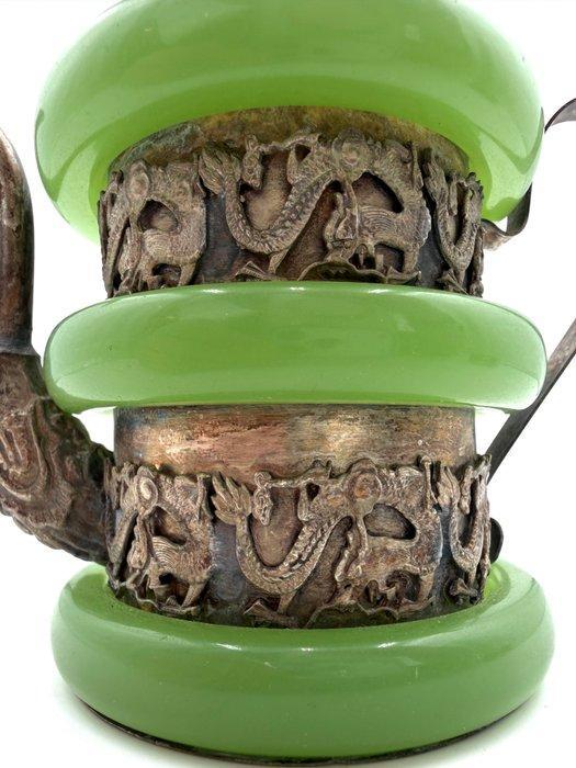 Tibetan - Theepot - Verzilverd, Jade, Antiquités & Art, Antiquités | Ustensiles de cuisine
