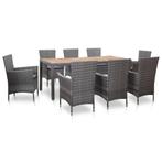 vidaXL Mobilier à dîner de jardin 9pcs et coussins, Jardin & Terrasse, Verzenden, Neuf