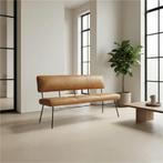 Leren eetkamerbank Solid - Granada Amber (cognac) - Poten, Huis en Inrichting, Stoelen, Ophalen of Verzenden, Nieuw, Bruin, Leer