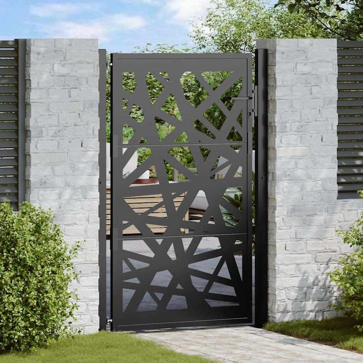 vidaXL Poort met lichtontwerp 100x150 cm staal zwart, Tuin en Terras, Tuinpoorten, Nieuw, Verzenden