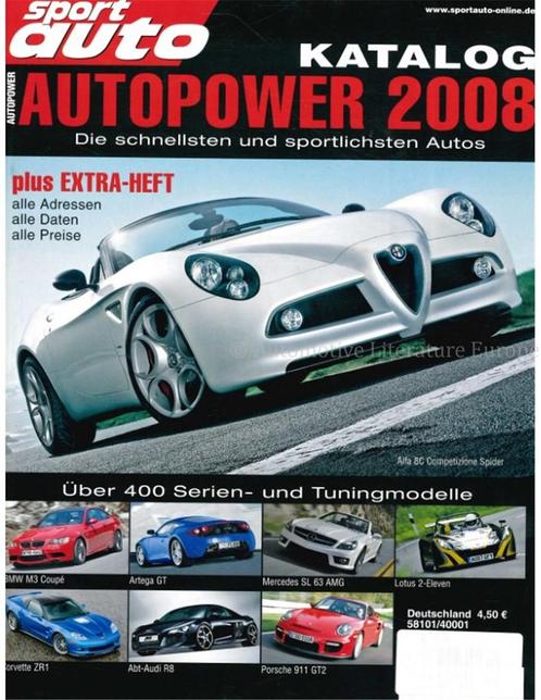 2008 SPORT AUTO MAGAZINE AUTOPOWER CATALOGUS DUITS, Livres, Autos | Brochures & Magazines