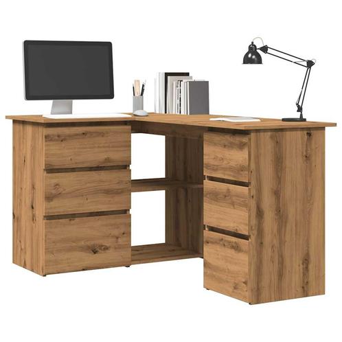 vidaXL Hoekbureau 145x100x76 cm bewerkt hout artisanaal, Huis en Inrichting, Bureaus, Nieuw, Verzenden