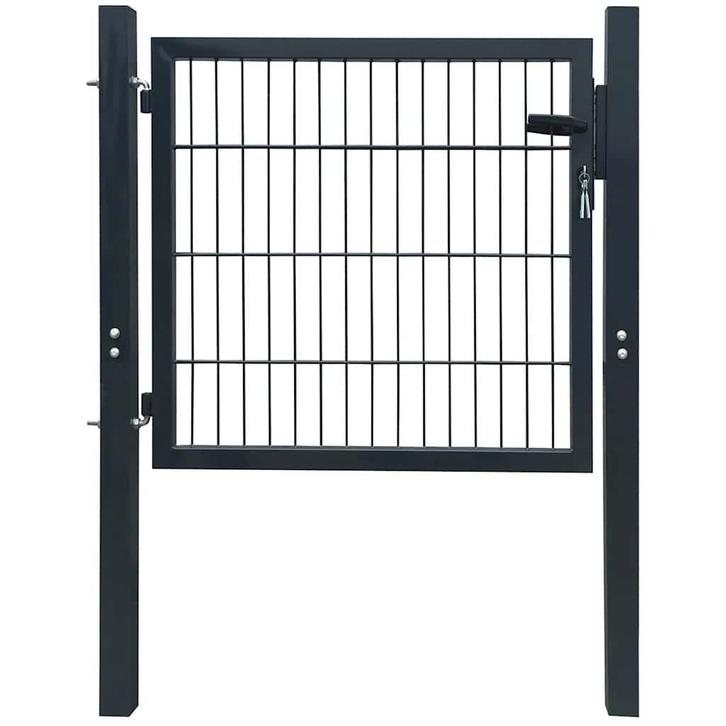 vidaXL 2D Hekpoort (Enkel) Antracietgrijs 100x80 cm, Jardin & Terrasse, Portes de jardin, Envoi
