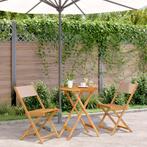 vidaXL 3-delige Bistroset stof en massief hout taupe, Tuin en Terras, Tuinsets en Loungesets, Verzenden, Nieuw