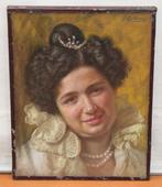 Giacomo Gabbiani (1900-1989) - Retrato con tiara y perlas, Antiek en Kunst