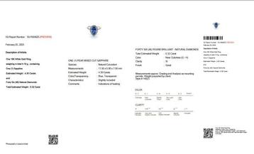 Ring - 18 karaat Witgoud - 4.62ct. tw. Saffier - Diamant -, Handtassen en Accessoires, Ringen, Nieuw