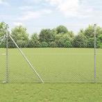 vidaXL Kettinglinkhek met palen Zilver 1.5 x 10 m Staal, Tuin en Terras, Verzenden, Nieuw