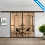 Dubbele stalen Schuifdeuren met koofsysteem Brons 5 Vlaks Ma