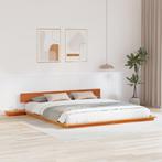 vidaXL Vloerbedframe met Nachtkastjes in Wasbruin 180x200cm, Verzenden, Nieuw