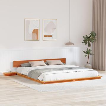vidaXL Vloerbedframe met Nachtkastjes in Wasbruin 180x200cm beschikbaar voor biedingen