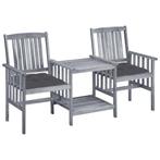 vidaXL Tuinstoelen met tafeltje en kussens massief, Verzenden, Nieuw