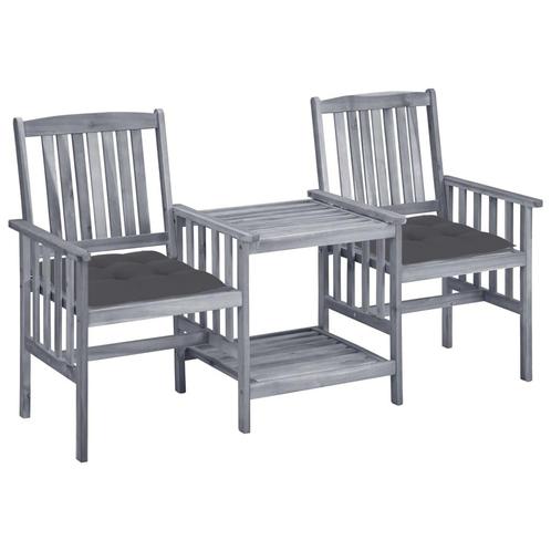 vidaXL Tuinstoelen met tafeltje en kussens massief, Tuin en Terras, Tuinsets en Loungesets, Nieuw, Verzenden