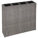 vidaXL Plantenbak verhoogd met 4 potten poly rattan grijs, Jardin & Terrasse, Verzenden