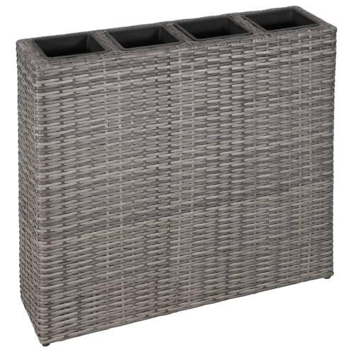 vidaXL Plantenbak verhoogd met 4 potten poly rattan grijs, Jardin & Terrasse, Pots de fleurs, Envoi