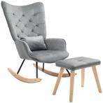 TRUUSK Schommelstoel Met Kruk en Kussen - Fluweelachtig - Oo, Huis en Inrichting, Fauteuils, Verzenden, Nieuw