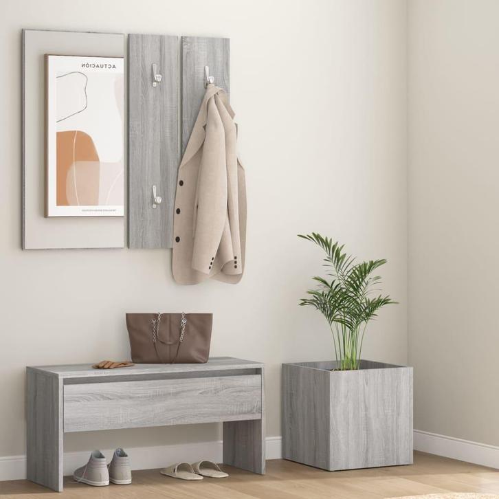 vidaXL Garderobe set bewerkt hout grijs sonoma eikenkleurig, Huis en Inrichting, Overige Huis en Inrichting, Nieuw, Verzenden