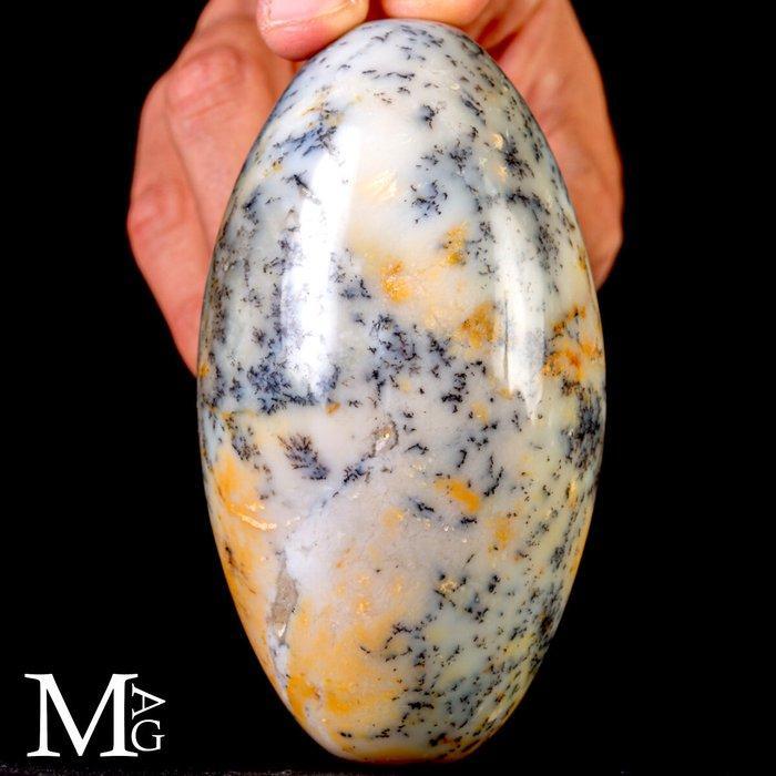 Heilige Lingam in dendrietopaal - Hoogte: 120 mm - Breedte:, Antiek en Kunst, Curiosa en Brocante