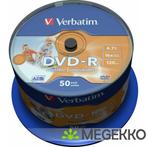 Verbatim DVD-R 16X 50st. Cakebox Printable, Informatique & Logiciels, Verzenden