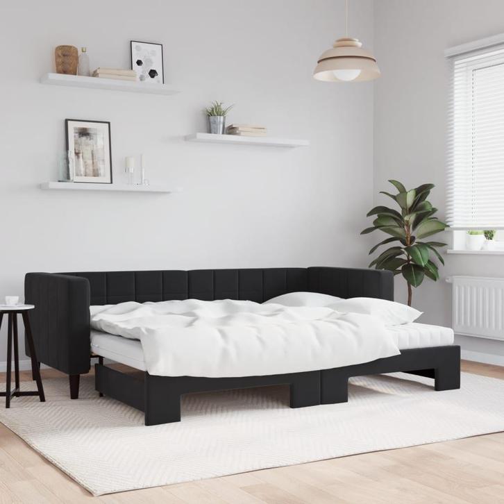 vidaXL Slaapbank onderschuifbed en matrassen 80x200 cm, Maison & Meubles, Chambre à coucher | Lits, Envoi