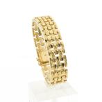 Gouden fantasie schakel armband | 19 cm (luxe armband), Ophalen of Verzenden, Gebruikt, Overige kleuren, Goud