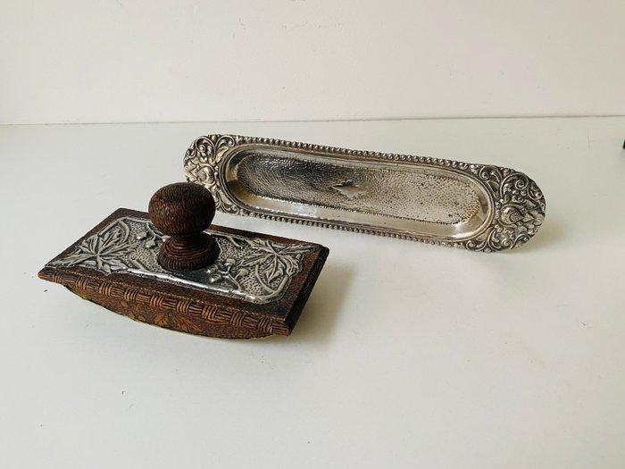 Art nouveau - Ensemble de bureau (2) - Argent, Bois, Antiek en Kunst, Antiek | Zilver en Goud