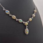 Opaal - Zilver, Opale Art Deco-stijl ketting in S925