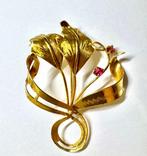 Broche - 18 carats Or jaune Rubis - Fait à la main