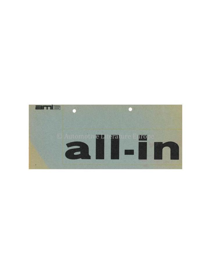 1964 CITROËN AMI 6 BROCHURE NEDERLANDS, Boeken, Auto's | Folders en Tijdschriften, Ophalen of Verzenden