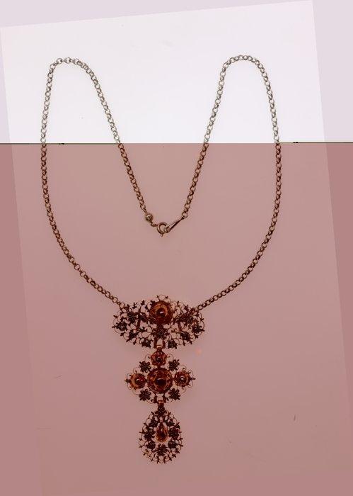 Ketting met hanger - 18 karaat Geel goud, Roségoud, Zilver, Handtassen en Accessoires, Antieke sieraden