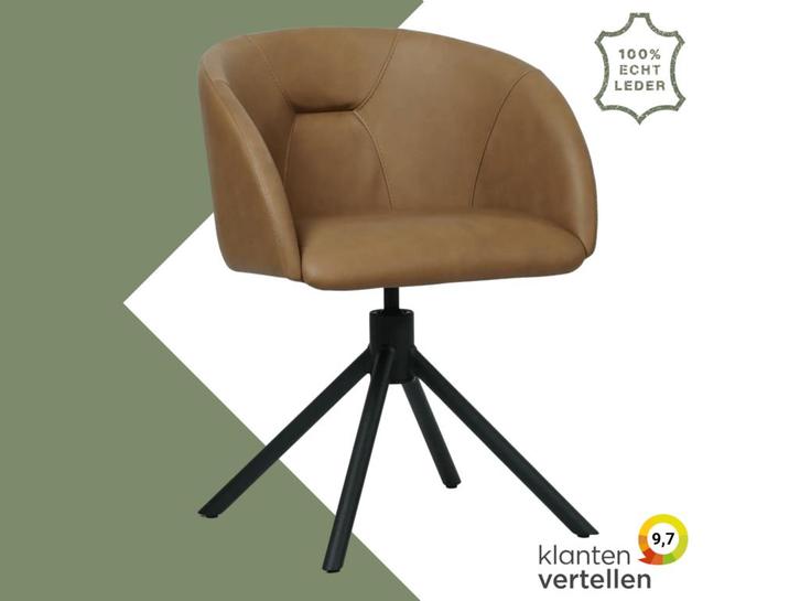 Leren draaibare eetkamerstoel Charm- Rancho Clay (bruin) -, Huis en Inrichting, Barkrukken, Nieuw, 1 kruk, Leer, 60 tot 90 cm