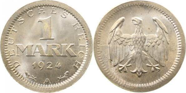 Duitsland 1 Mark 1924 A außerhalb des Ringes gepraegt J 3.., Postzegels en Munten, Munten | Europa | Niet-Euromunten, België, Verzenden