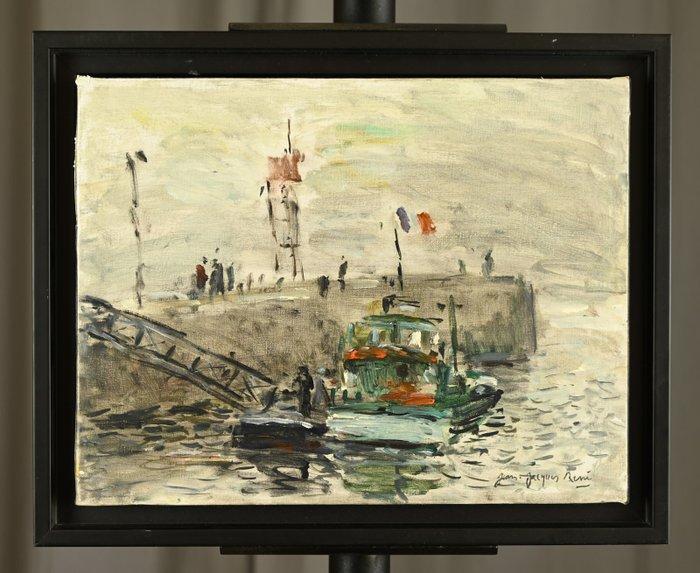 Jean-Jacques Rene (1943) - Rouen, Ciel gris sur le Musoir, Antiek en Kunst, Kunst | Schilderijen | Klassiek