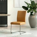 Set van 4 Leren eetkamerstoelen Dry - Toledo Leem, Ophalen of Verzenden, Nieuw, Leer