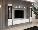 Wandmeubel Betonlook Wit Set van 4 TV-Meubel, Huis en Inrichting, Nieuw, 150 tot 200 cm, 25 tot 50 cm, Verzenden