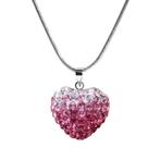 Fako Bijoux® - Ketting - Disco Dots - Hart Duo - Roze, Verzenden, Nieuw