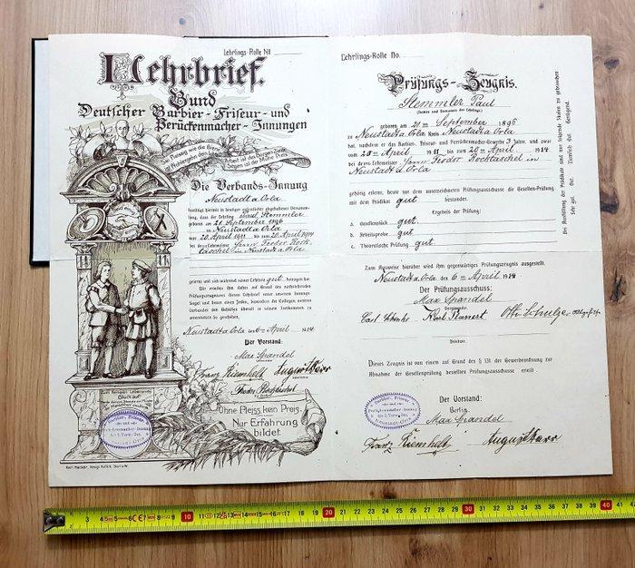 Document - Karl Hacker - Lehrbrief - Karl Hacker - 1914, Antiek en Kunst, Antiek | Boeken en Manuscripten
