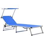 vidaXL Ligbed inklapbaar met dak aluminium en textileen, Tuin en Terras, Verzenden, Nieuw