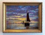 R. de Beeld (XX) - Vissersboten bij avondschemering, Antiek en Kunst
