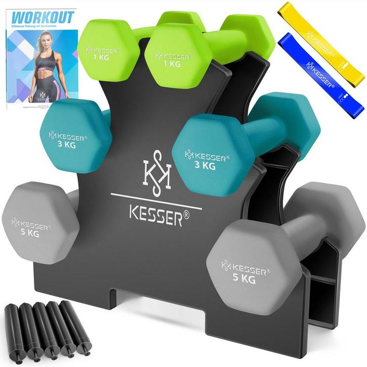 Dumbells Set - Halterset - 3 Paren  - 2x 1, 2 & 5kg - KESSER, Sport en Fitness, Fitnessmaterialen, Nieuw, Verzenden