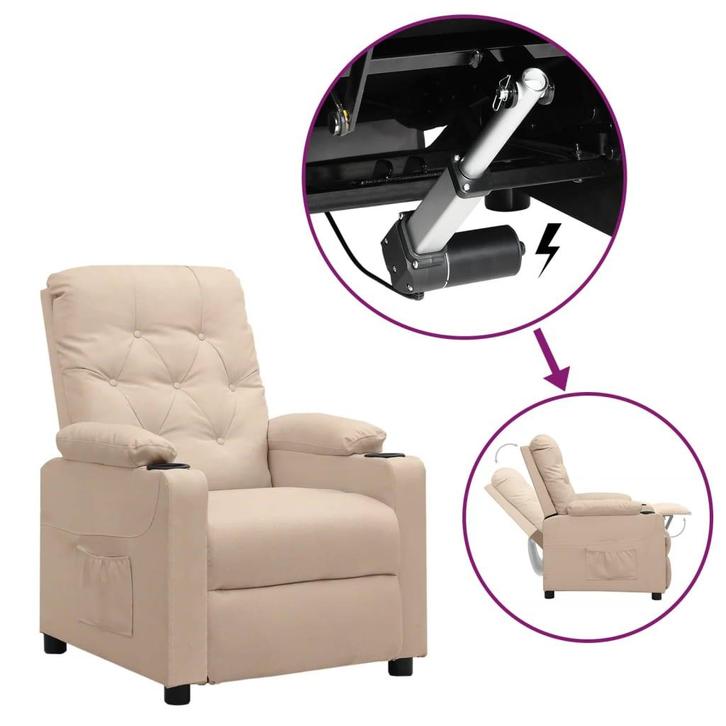 vidaXL Sta-op-stoel stof crèmekleurig, Huis en Inrichting, Fauteuils, Nieuw, Verzenden