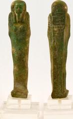 664-525bc Egypt Late Period green glazed inscribed faienc..., Verzenden