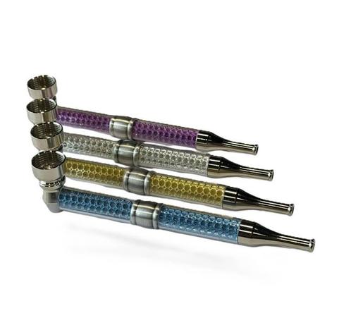Lang Pijpje met mini Kruidengrinder + Gaasjes  Goud, Verzamelen, Rookartikelen, Aanstekers en Luciferdoosjes, Nieuw, Verzenden