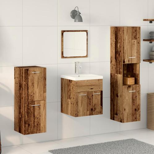 vidaXL 4-delige badkamermeubelset oud hout, Huis en Inrichting, Badkamer | Badkamermeubels, Nieuw, Verzenden