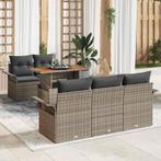 vidaXL Tuinbank Set met opslag 6 pcs Grijs Poly rattan, Verzenden, Nieuw