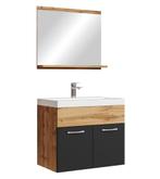 Badkamermeubel Montreal Set 02 60 x 35 cm Eiken Zwart, Verzenden, Nieuw