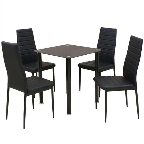 vidaXL Eetkamerset tafel en stoel zwart 5-delig, Maison & Meubles, Salles à manger complètes, Envoi